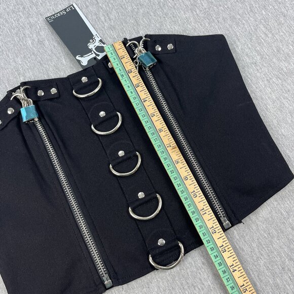 Lip Service Corset Top Womens XL Black Zipper D-Ring Bondage Fetish Bustier NEW - Picture 9 of 10